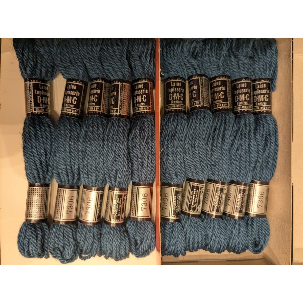 10 Skeins Laine Tapisserieโ DMC 100% Wool 8 Meters ea #7306 Dark Antique Blue